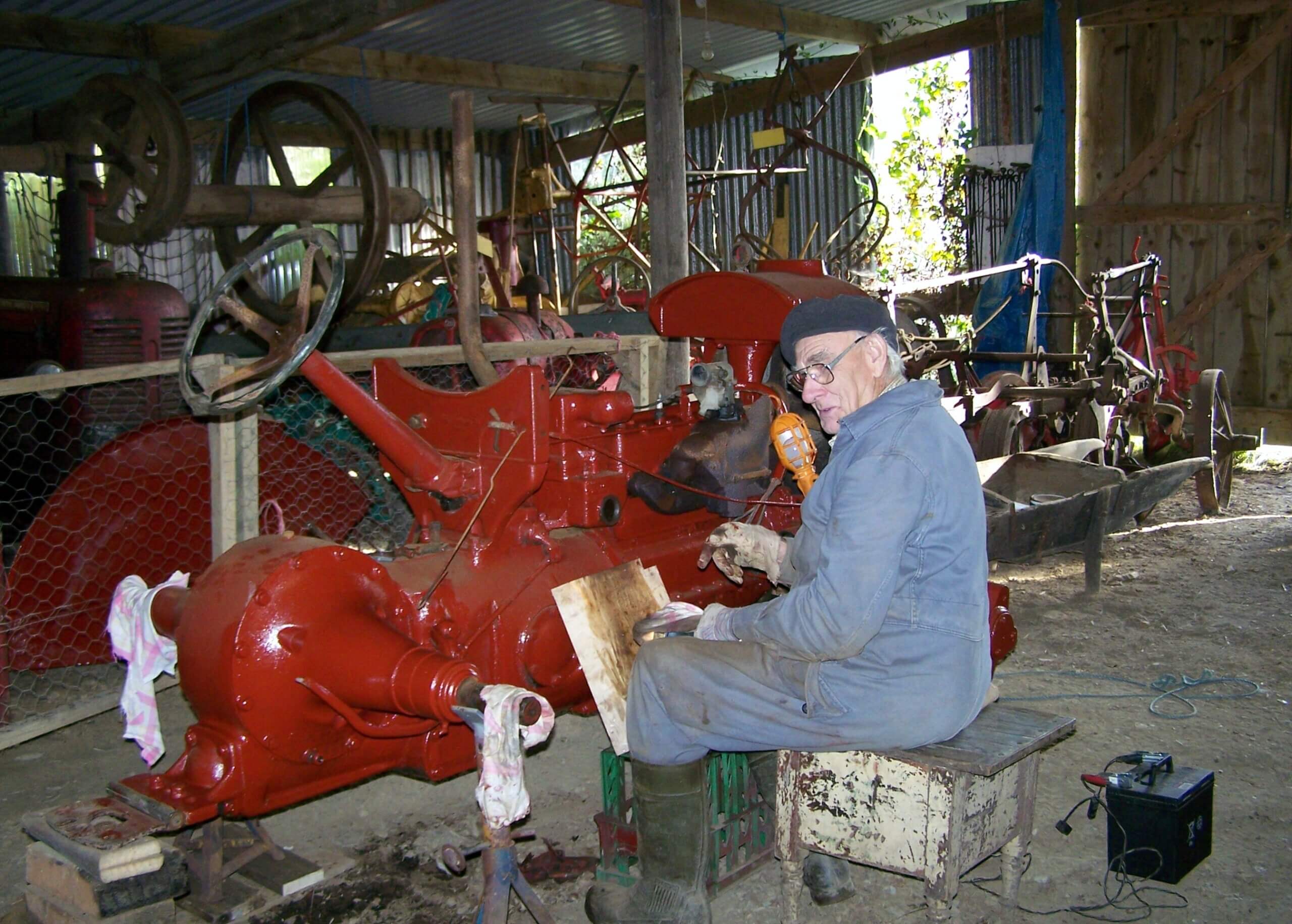 George helping restore the Standard Fordson N at the St Winnow Barton Farm Museum