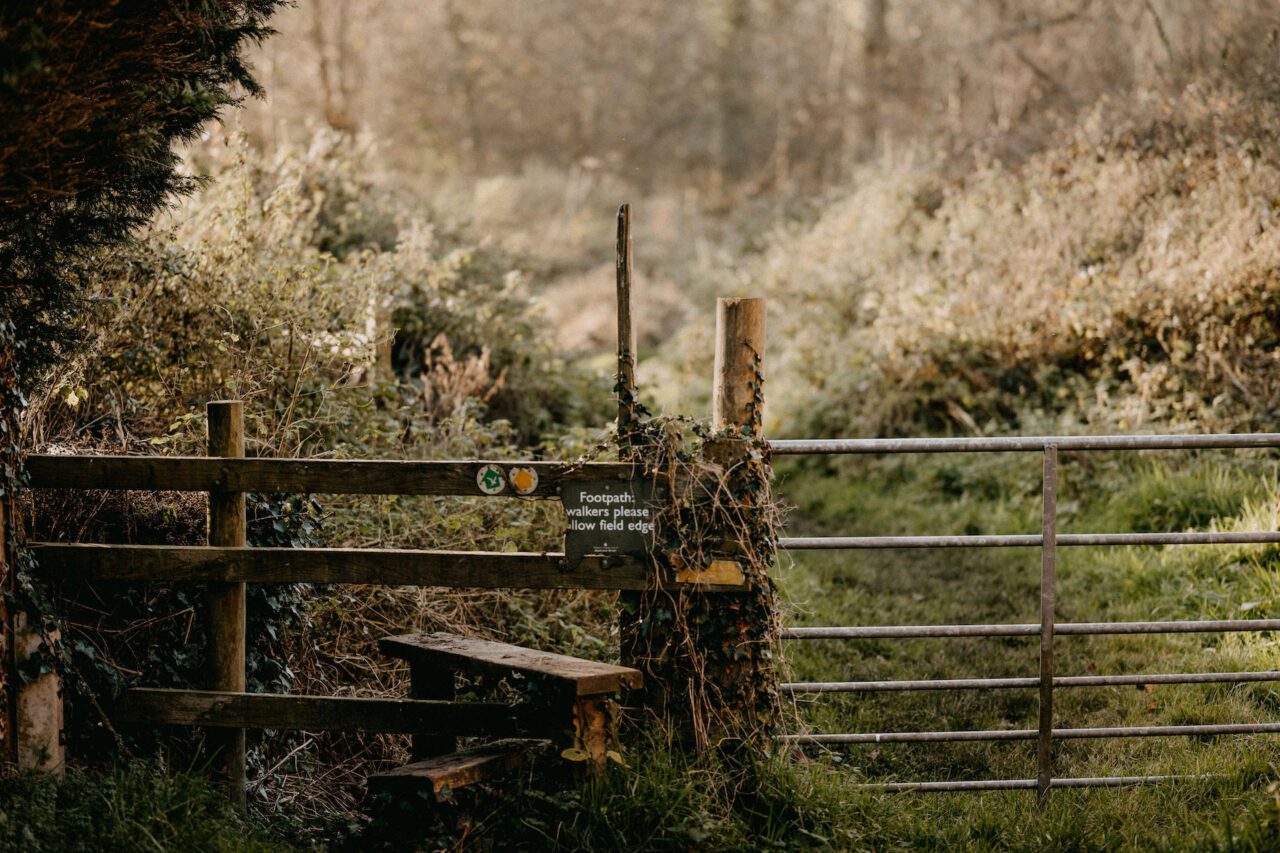 Stile and gate on a public footpath: the countryside code