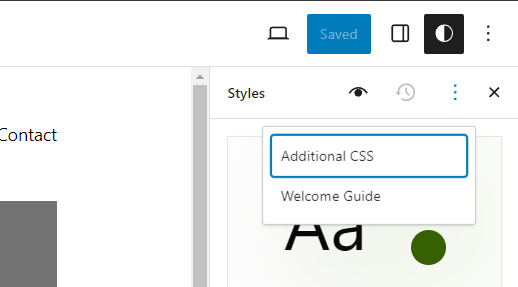 Additional CSS in the new WordPress theme site editor for a block theme